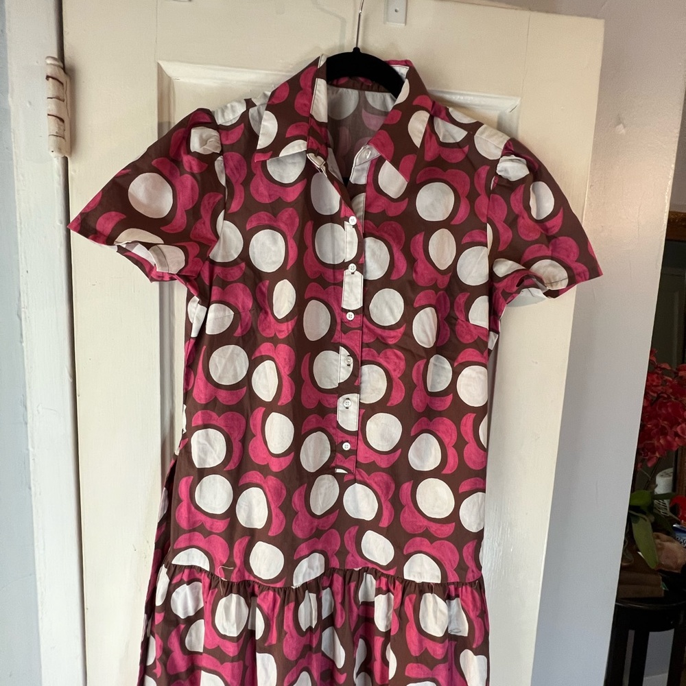 J. McLaughlin Pink Polka Dot Maxi Shirt Dress - Picture 15 of 16